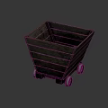 Rustic Wooden Square Cart With Four Metal Wheels And Distressed Surface Design