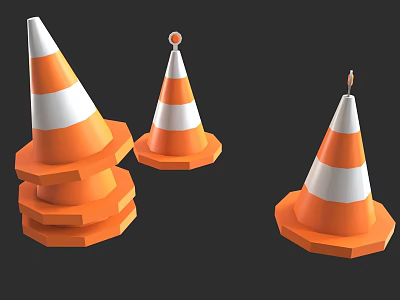 Orange and White Stacked Road Traffic Cones for Road Safety Infrastructure 3d model