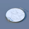 Modern Circular Tray With White Marble Surface And Golden Handles For Home Decor