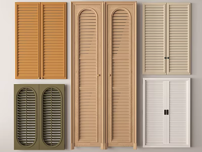 Stylish Window Shutters with Various Designs and Different Colors for Home Interior 3d model