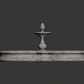 Clover Shaped Stone Fountain With Tiered Center Feature And Ornate Edges