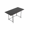 Home Office Modern Desk With Wooden Desktop And Black Metal Legs Design