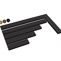 Modern Bathroom Accessories With Black Striped Non Slip Mats And Metal Decorative Balls