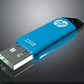 HP 32GB Blue USB Flash Drive with Keychain Hole Portable Storage Device