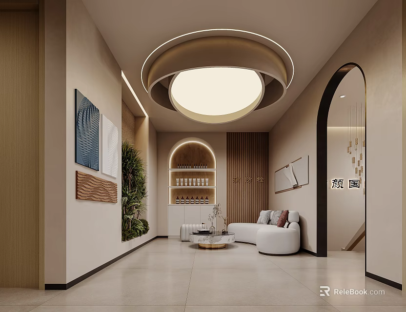 High End Modern Beauty Salon Reception Lounge With Warm Elegant Stylish Comfortable Interior Design 3d model 