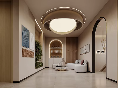 High End Modern Beauty Salon Reception Lounge With Warm Elegant Stylish Comfortable Interior Design 3d model