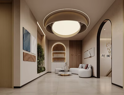 High End Modern Beauty Salon Reception Lounge With Warm Elegant Stylish Comfortable Interior Design 3d model