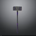 3D Model of Decorative Hammer With Purple Striped Handle and Metal Head