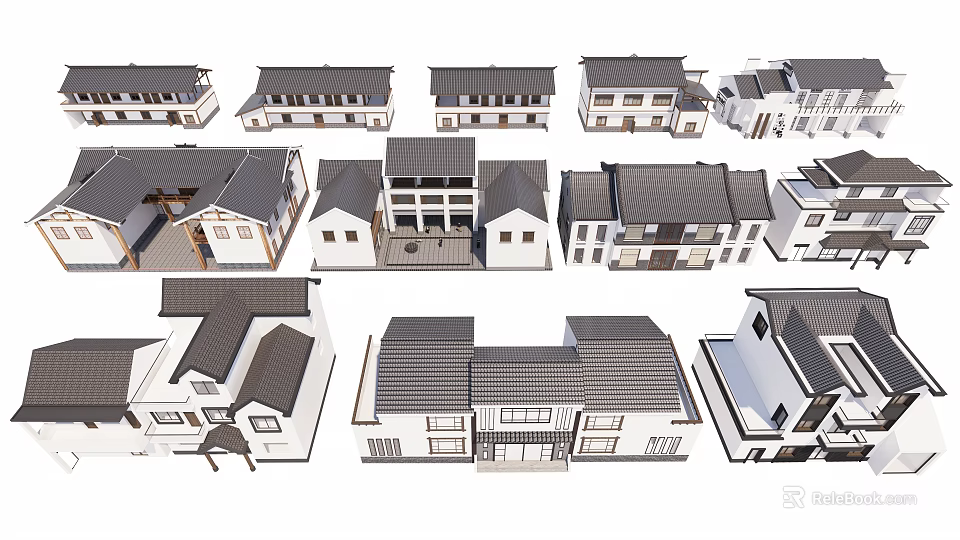 Rural Self Built Homes Design Ideas With Diverse Exterior Styles And Tiled Roofs 3d model 
