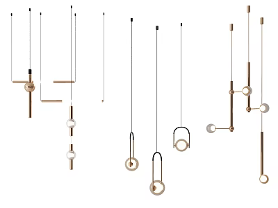 Modern Pendant Lights With Sleek Geometric Shapes And Minimalist Metal Frames 3d model