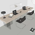 Modern office desk and chair double computer desk combination 3d model