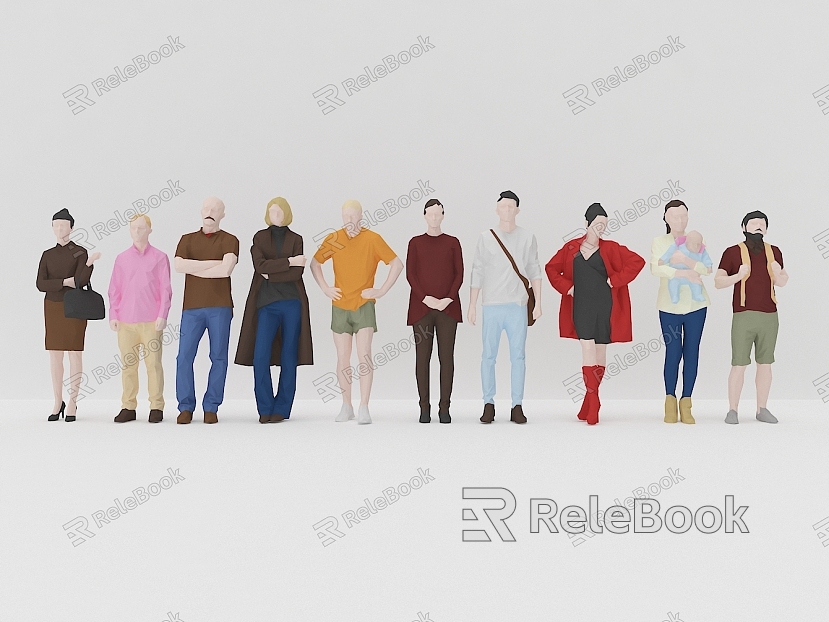 Multiplayer Crowd Character Combination Multiplayer Combination Character Human Model Dummy Low Poly Character Professional Male Human model