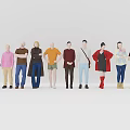 Multiplayer Crowd Character Combination Multiplayer Combination Character Human Model Dummy Low Poly Character Professional Male Human 3d model