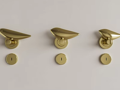 Golden Modern Furniture Handles With Sleek Design For Cabinets And Drawers 3d model
