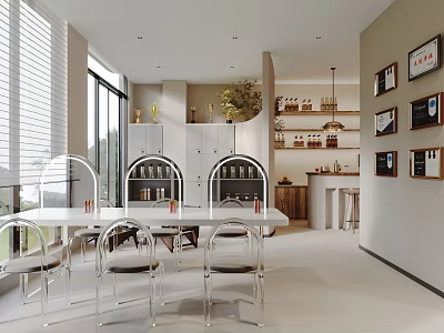 Modern Beauty Hair Salon Interior With Styling Chairs Mirrors And Product Displays 3d model