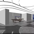 Modern Public Office Space With Open Layout Workstations Blue Ergonomic Chairs And Mesh Partitions 3d model