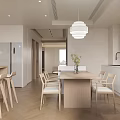 Modern Living and Dining Room Interior With Wooden Shelves Sofa Coffee Table and TV