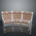 Curved Modern Sofa With Leather Upholstery And Silver Metal Frame