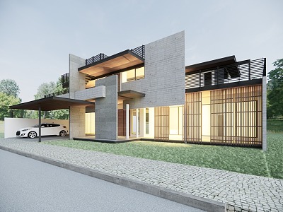 Modern single-family villa homestay building self-built house 3d model