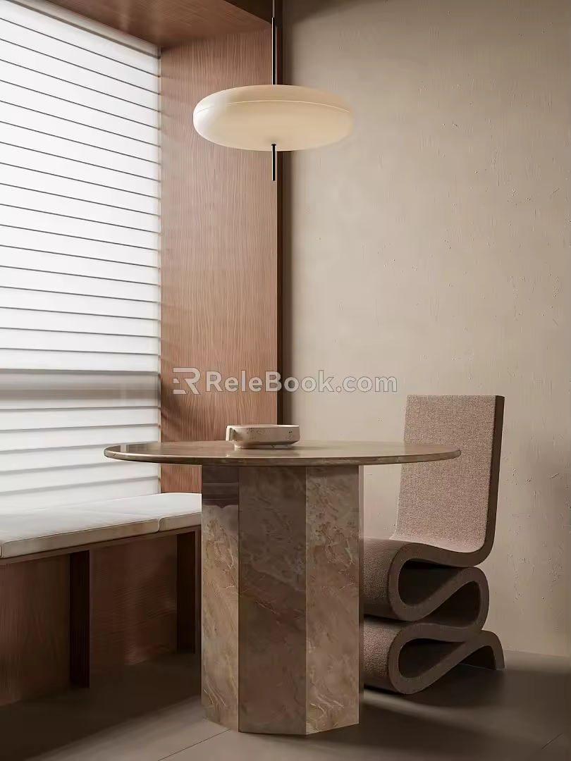 Middle Ancient Style Casual Table and Chair Marble Round Table 3d model
