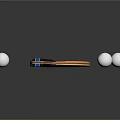 Red Table Tennis Racket With Blue Stripe Handle And Three White Balls