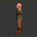 3D Character Man Blonde Hair Mustache Green Vest Brown Gloves Pants Red Boots Arms Outstretched