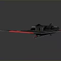 Sci Fi Black Aircraft Model With Red Accents And Streamlined Wings