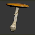 Fresh Orange Red Cap Vegetable Mushroom With White Spots And White Stem 3d model