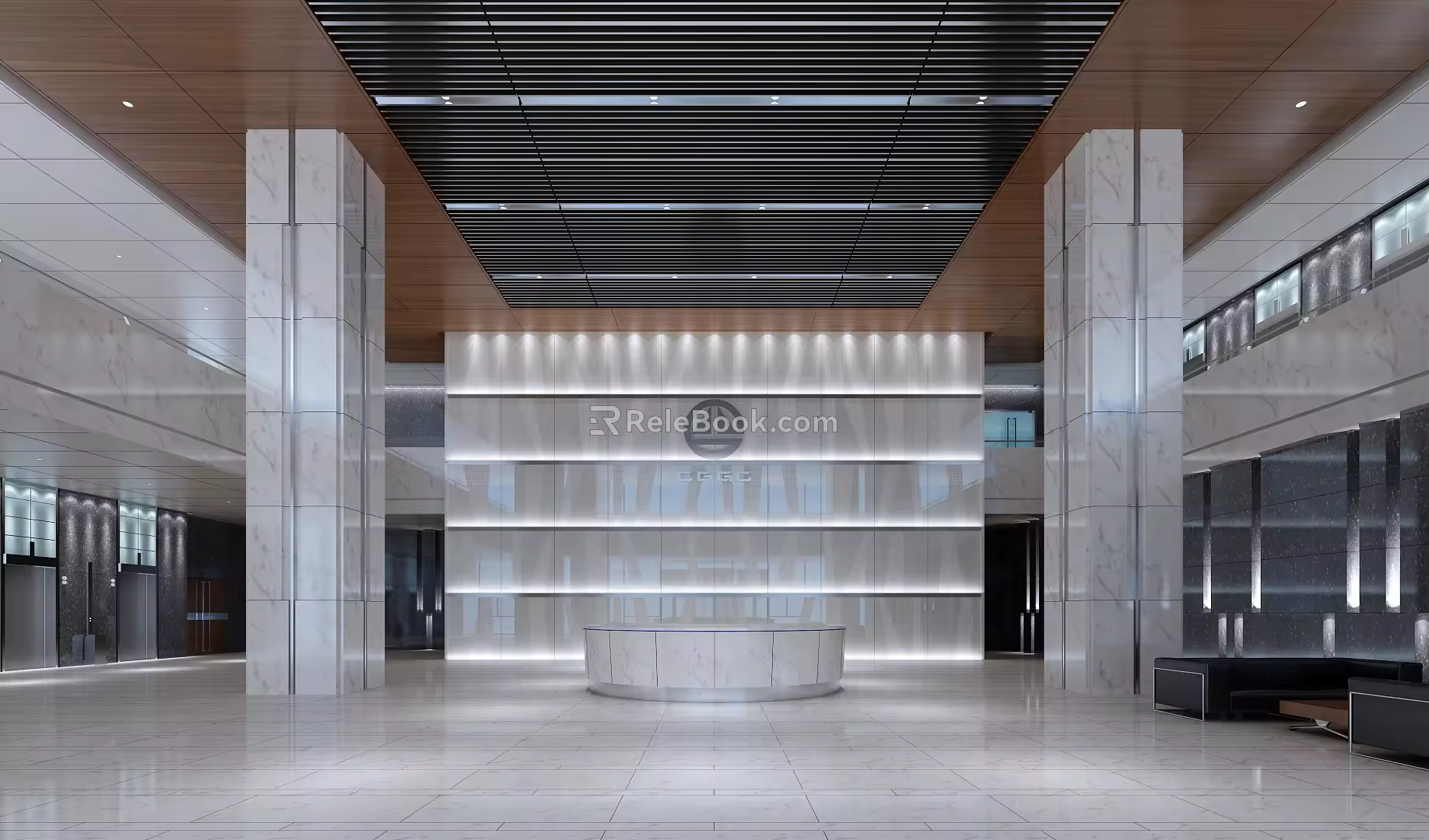 Modern Hall Office Hall Reception Rest Waiting Area Elevator Hall Elevator Door 3d model