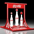 Red Coca Cola Display Stand With White Bottle Models And Brand Logo 3d model