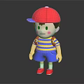 Cute Cartoon Character Wearing Red Cap Yellow Striped Shirt Blue Shorts Red Shoes And Backpack