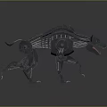 Mechanical Wolf 3D Model With Metallic Structure Red Eyes And Open Mouth 3d model