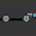 Blue Black Toy Car With Striped Body Glowing Wheels And Four Shiny Rims