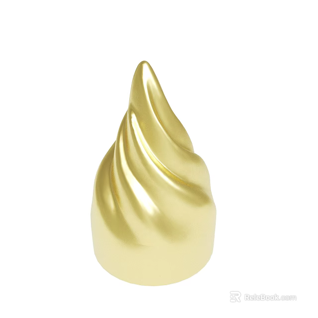 Golden Swirled Decorative Object With Smooth Curved Lines And Glossy Surface 3d model 