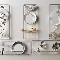 Modern Wall Decor With Metal Frames Geometric Elements And Plant Ornaments