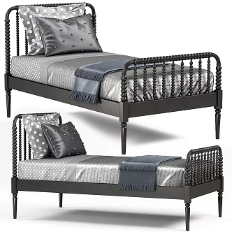 Modern Single Bed Fabric Single Bed 3d model