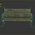 Classic Durable Outdoor Wooden Bench With Metal Frame And Armrests Design