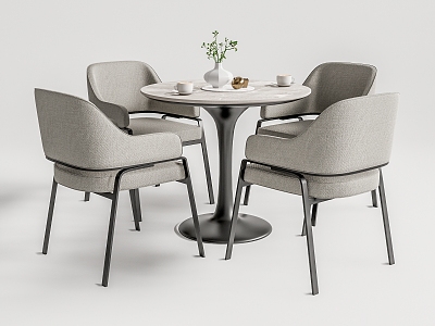 Round dining table and chair SU model model