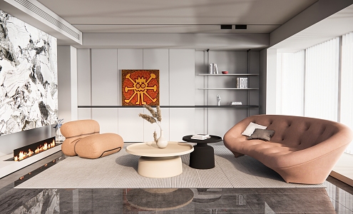 modern living room home living room 3d model