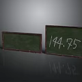Two Green Wooden Framed Blackboards On Reflective Surface With Numbers 14475
