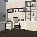 Desk bookshelf bookcase integrated 3d model
