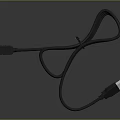 Black Coiled Durable Data Cable With USB Connectors For High Speed Device Charging And Syncing 3d model