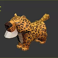 Leopard Model Orange with Black Spots Paper Craft Standing Figure Shiny Surface Decorative Ornament
