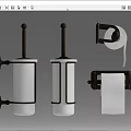Modern Bathroom Accessories Collection With Bronze Hardware Toothbrush Holders And Toilet Paper Roll
