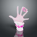 Medical Device Pink Hand Model With Heart Shaped Decoration Flower Wrist And White Base