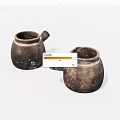 Two Ancient Earthenware Jugs With Spouts And Rustic Vintage Design 3d model