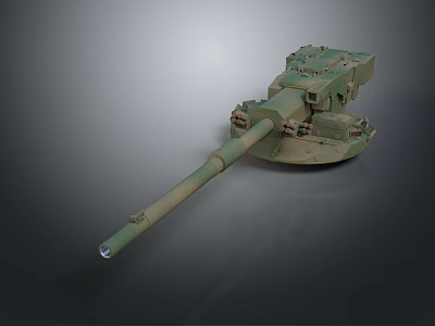 Military Artillery Weapon With Extended Barrel Turret And Metal Structure Design 3d model
