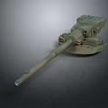 Military Artillery Weapon With Extended Barrel Turret And Metal Structure Design