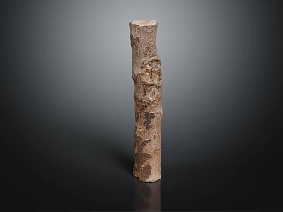 Handcrafted Wooden Decorative Column With Natural Texture And Intricate Carved Details 3d model