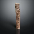 Handcrafted Wooden Decorative Column With Natural Texture And Intricate Carved Details